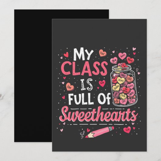 Mijn klas zit vol met schatjes Juf Valentijn  Aankondiging (Voorkant / Achterkant)