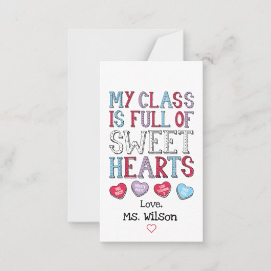 Mijn klas zit vol met schatjes Leerling Valentijns Notitiekaartje (Voorkant)