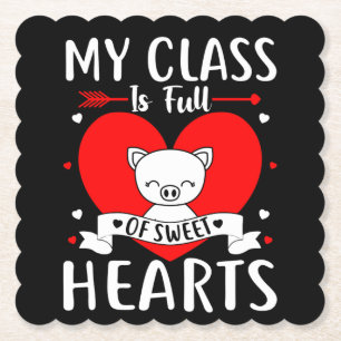 Mijn klas zit vol met zoete harten Valentijn Kartonnen Onderzetters