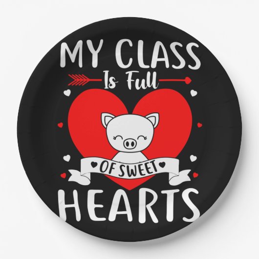 Mijn klas zit vol met zoete harten Valentijn Papieren Bordje (Voorkant)