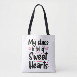Mijn klas zit vol met zoete harten Valentijnsdag Tote Bag