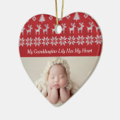 Mijn kleindochter heeft mijn Heart Red-kerstfoto Keramisch Ornament (Links)