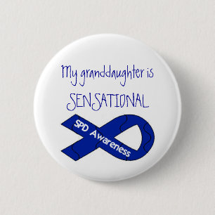 Mijn kleindochter is SENSATIONAL SPD Awareness Ronde Button 5,7 Cm