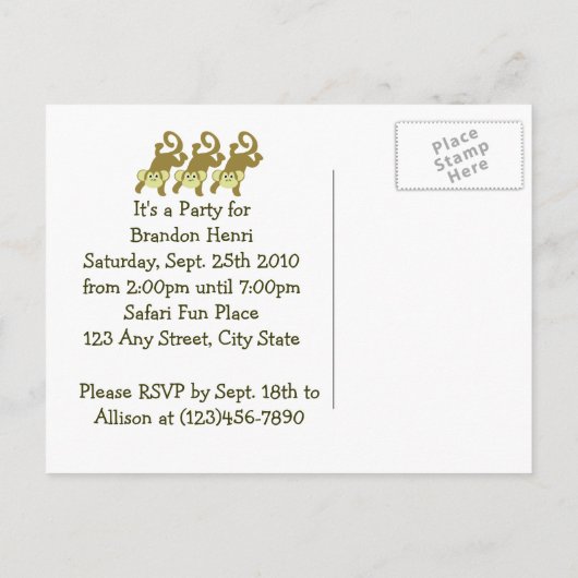 Mijn kleine aap / foto uitnodiging briefkaart (Achterkant)