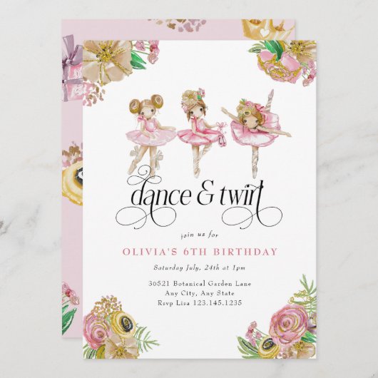 Mijn Kleine Balerina | Ballet Feestje Kaart (Voorkant / Achterkant)