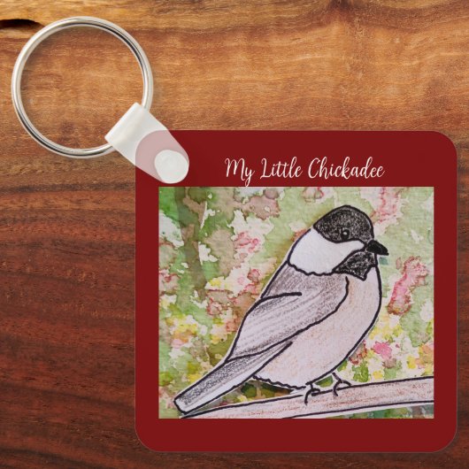 Mijn kleine Chickadee Deep Red Sleutelhanger (Voorkant)
