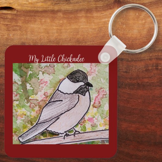 Mijn kleine Chickadee Deep Red Sleutelhanger (Achterkant)