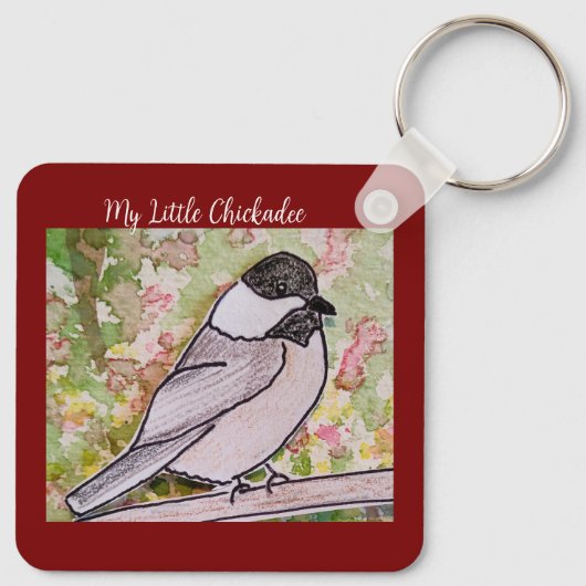 Mijn kleine Chickadee Deep Red Sleutelhanger (Achterkant)