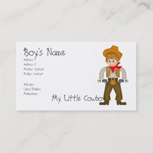Mijn kleine Cowboy mama kaarten Contactkaartje (Voorkant)