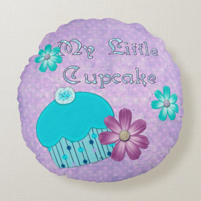 Mijn kleine cupcake meisjes rond kussen (Voorkant)