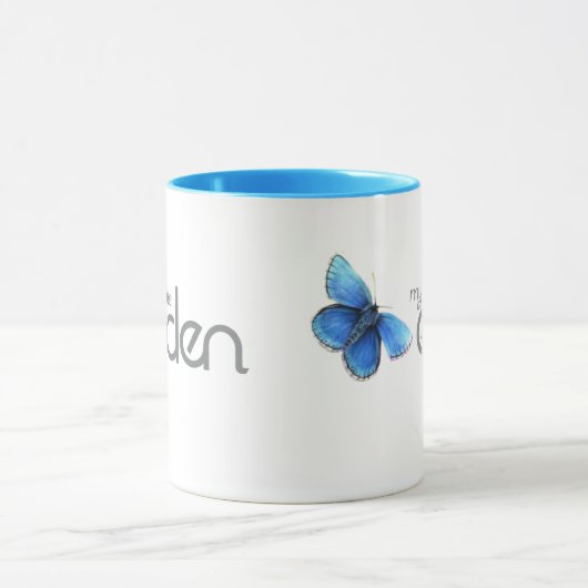 mijn kleine eden - blauwe - vlindermok mok (Midden)