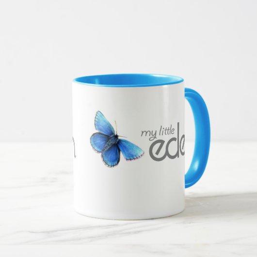 mijn kleine eden - blauwe - vlindermok mok (Voorkant rechts)