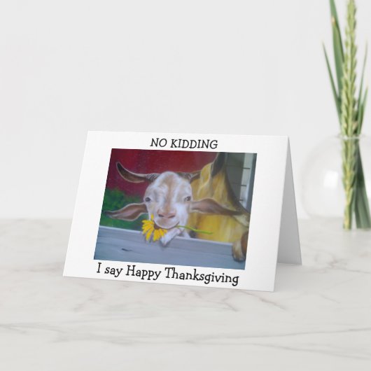 MIJN KLEINE GEIT ZEGT "HAPPY THANKSGIVING" FEESTDAGEN KAART (Voorkant)