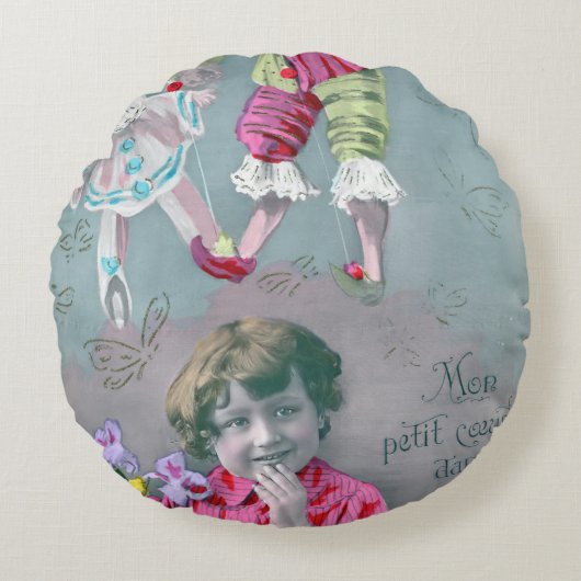 Mijn kleine hart in deze kus  rond kussen (Voorkant)