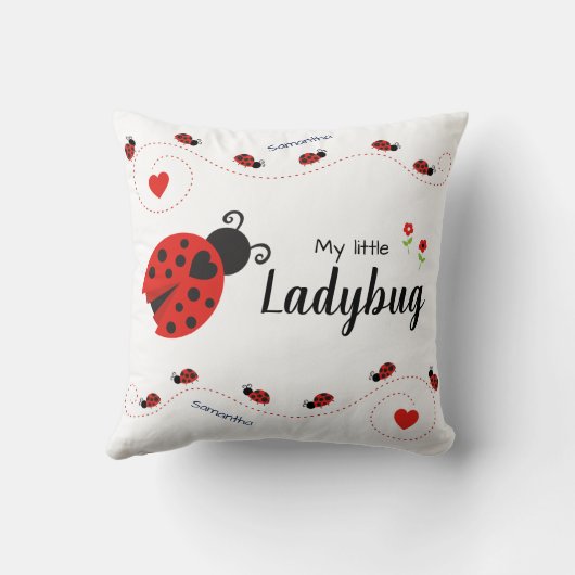 Mijn kleine Ladybug Rood en Zwart met naam Kussen (Achterkant)