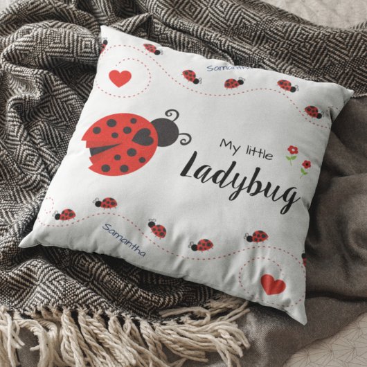Mijn kleine Ladybug Rood en Zwart met naam Kussen