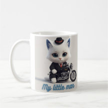 Mijn Kleine Man Mok - Knuffel Kawaii Kat op Motorf