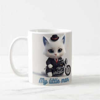 Mijn Kleine Man Mok - Knuffel Kawaii Kat op Motorf