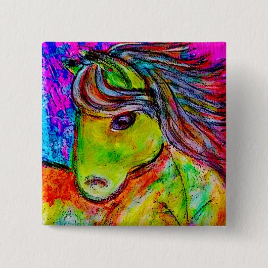 mijn kleine neon pony vierkante button 5,1 cm (Voorkant)
