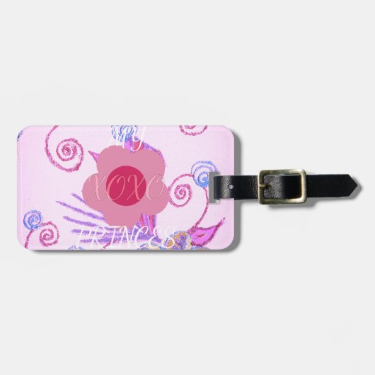 Mijn kleine prinses: Baby roze vector Inspirerend Bagagelabel (Voorkant horizontaal)