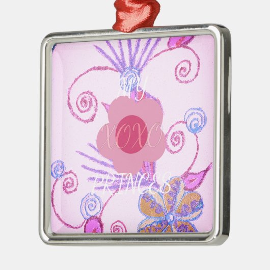 Mijn kleine prinses: Baby roze vector Inspirerend Metalen Ornament (Links)