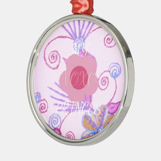 Mijn kleine prinses: Baby roze vector Inspirerend Metalen Ornament (Links)
