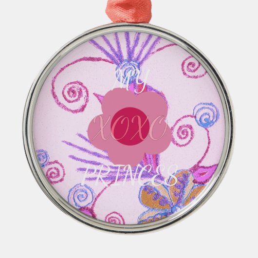 Mijn kleine prinses: Baby roze vector Inspirerend Metalen Ornament (Voorkant)