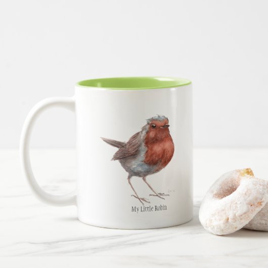 "Mijn kleine Robin" Twee gekloonde Mok (Met donut)