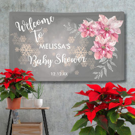 Mijn kleine sneeuwvlok roze poinsettia welkom spandoek