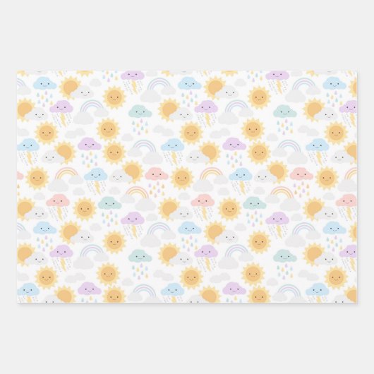 Mijn kleine Sunshine Rainbows & Clouds Party Wrap Inpakpapier Vel (Voorkant)