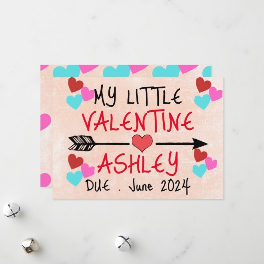 Mijn kleine Valentijn zwangerschapsaankondiging Feestdagenkaart (Voorkant / Achterkant in situ)