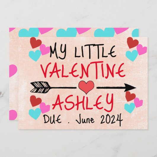 Mijn kleine Valentijn zwangerschapsaankondiging Feestdagenkaart (Voorkant / Achterkant)