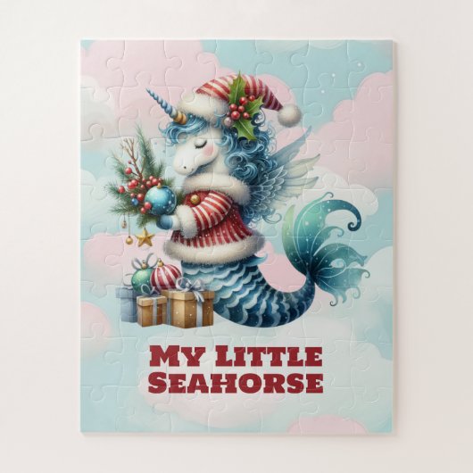 Mijn kleine zeepaardje kinderen kerst puzzel (Verticaal)