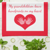 Mijn kleinkinderen laten handafdrukken theedoek ro (Gevouwen)