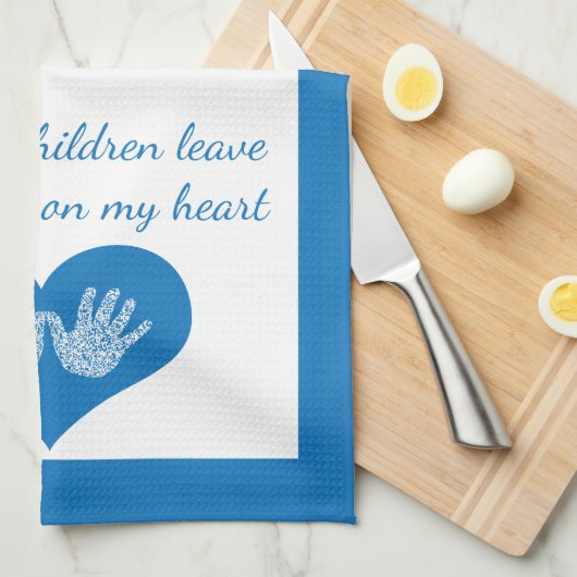 Mijn kleinkinderen verlaten handdrukken Tea Towel Theedoek (Quarter Fold)