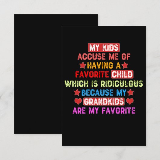 Mijn kleinkinderen zijn mijn favoriete grootmoeder bedankkaart (Voorkant / Achterkant)