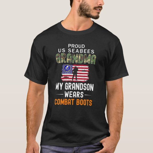 Mijn kleinzoon draagt Combat Boots-Proud Seabees G T-shirt (Voorkant)