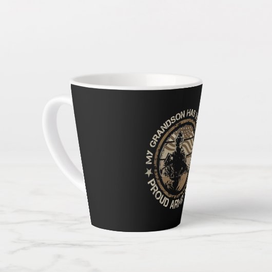 Mijn kleinzoon heeft jouw achterpoot leger Mimi. Latte Mok (Linkerhoek)