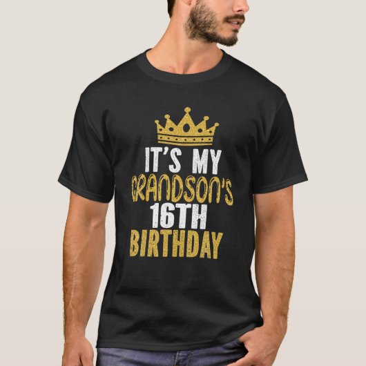 Mijn kleinzoon is 16e verjaardag 16-jarige jongen t-shirt (Voorkant)