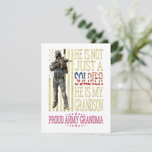 Mijn kleinzoon is een soldaat trots leger oma cade kaart (Staand voorkant)