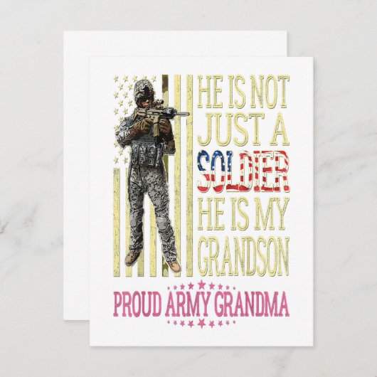 Mijn kleinzoon is een soldaat trots leger oma cade kaart (Voorkant / Achterkant)