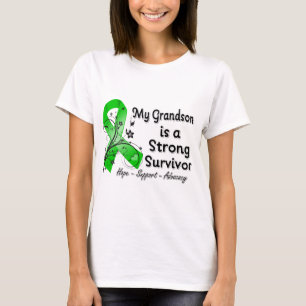 Mijn kleinzoon is een sterk Survivor Green Ribbon T-shirt