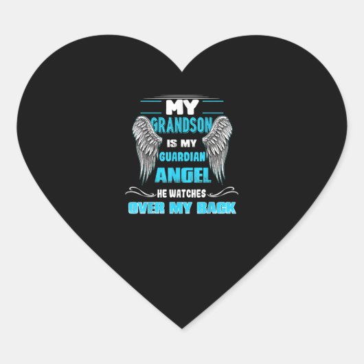 Mijn kleinzoon is mijn Guardian Angel Hart Sticker (Voorkant)