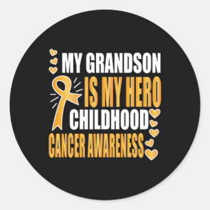 Mijn kleinzoon is mijn held Kindertijd Kanker Bewu Ronde Sticker