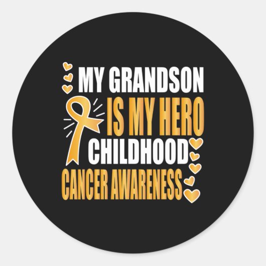 Mijn kleinzoon is mijn held Kindertijd Kanker Bewu Ronde Sticker (Voorkant)