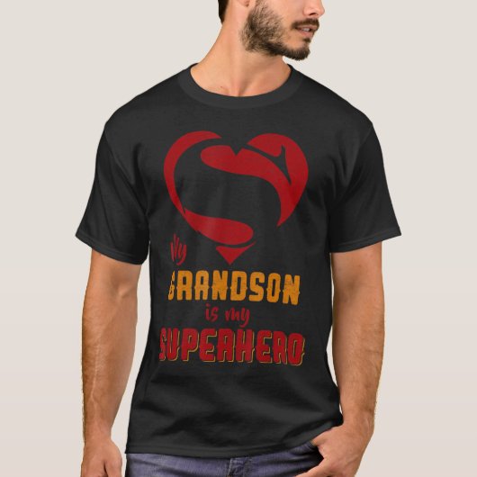 Mijn kleinzoon is superheld T Shirt Gift Moeder Fa (Voorkant)