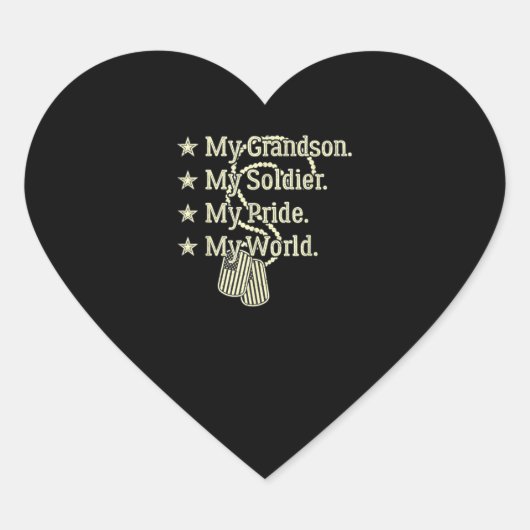 Mijn kleinzoon, mijn soldaat Hero Proud militair o Hart Sticker (Voorkant)