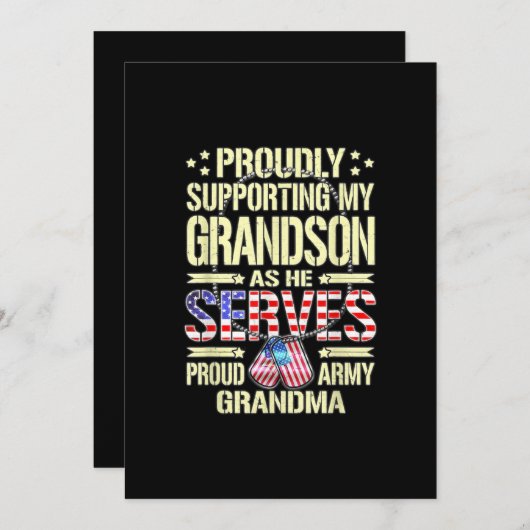 Mijn kleinzoon steunen terwijl hij het leger van d kaart (Voorkant / Achterkant)