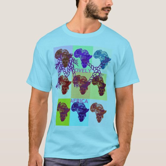 Mijn kleurrijke LOVELY AFRICA-kaartontwerpkleuren T-shirt (Voorkant)