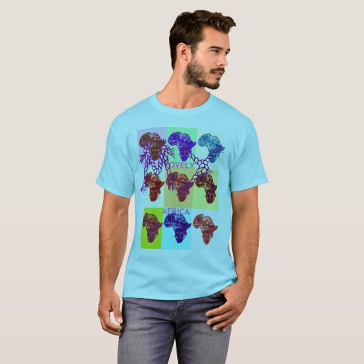 Mijn kleurrijke LOVELY AFRICA-kaartontwerpkleuren T-shirt (Voorkant volledig)